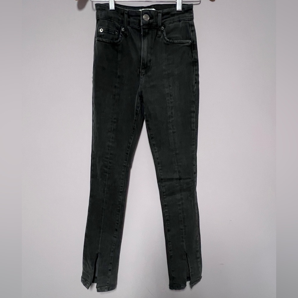 ZARA The Olivia JEANS Black HIGH RISE Split Hem WOMEN 2